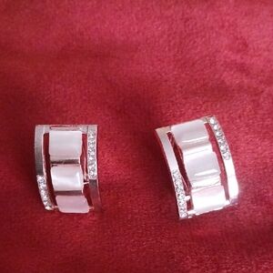 Elegant Gold Plated and Beige Earrings